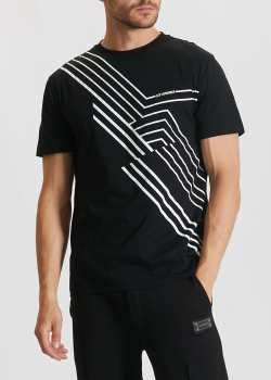 Чорна футболка Les Hommes з контрастними смужками, фото